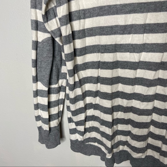 Banana Republic Gray Striped Elbow Patch Sweater Medium - Picture 8 of 10